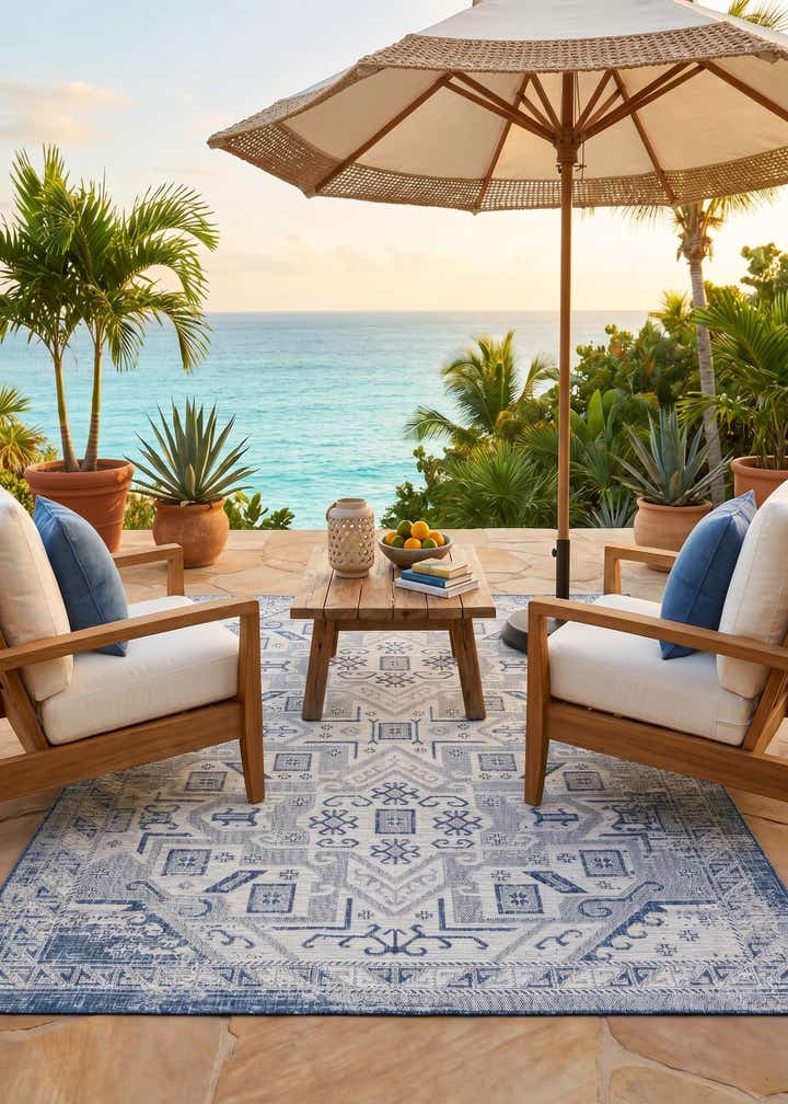 7' x 10' Easy-Clean Aztec Indoor / Outdoor Rug
