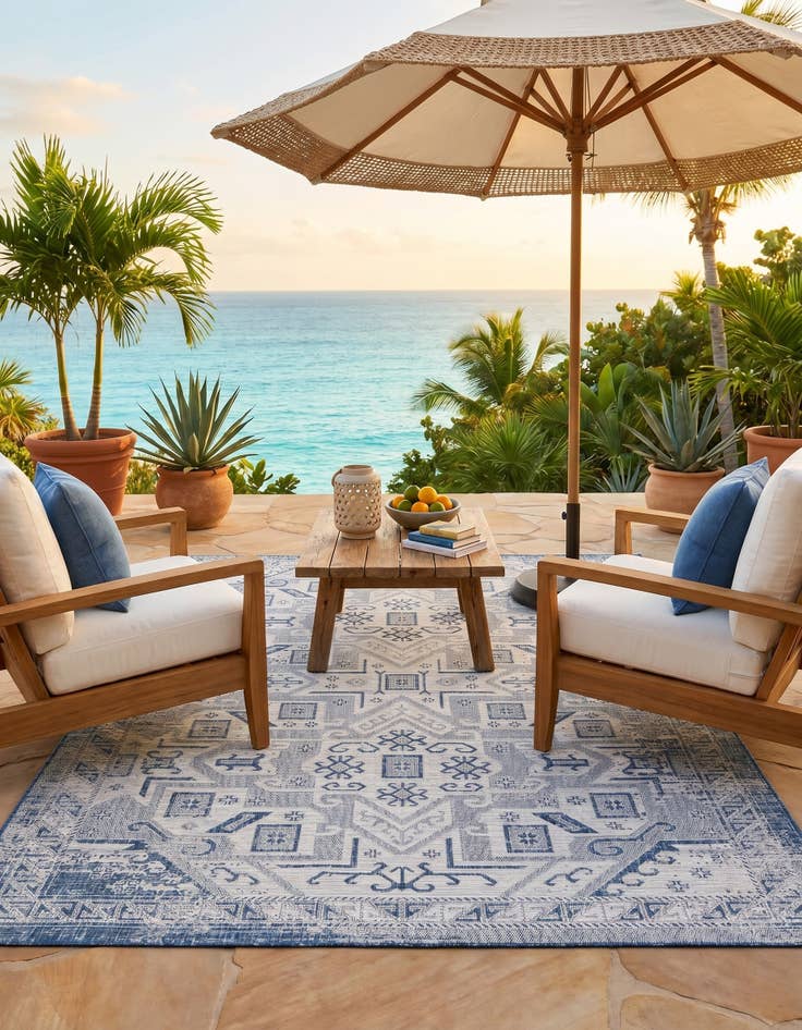 Detail image of 7' x 10' Easy-Clean Aztec Indoor / Outdoor Rug