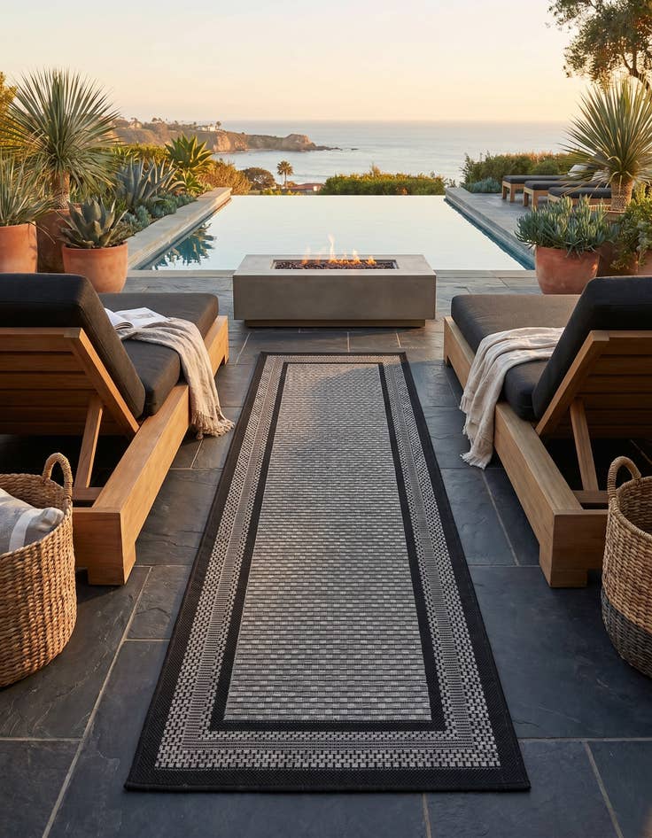 Detail image of 2' 2 x 6' Easy-Clean Border Indoor / Outdoor Runner Rug