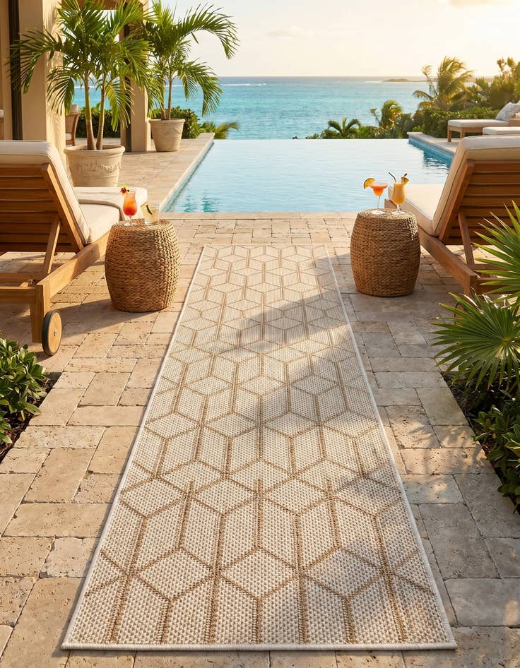 Detail image of 2' x 8' Easy-Clean Trellis Indoor / Outdoor Runner Rug