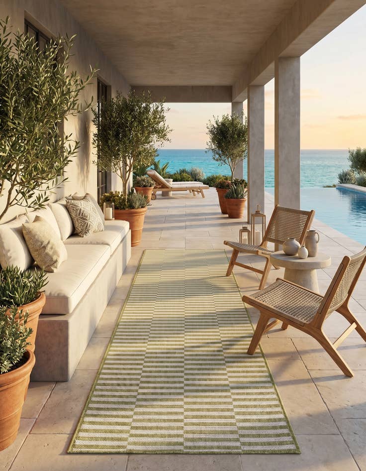 Detail image of 2' 7 x 10' Easy-Clean Striped Indoor / Outdoor Runner Rug