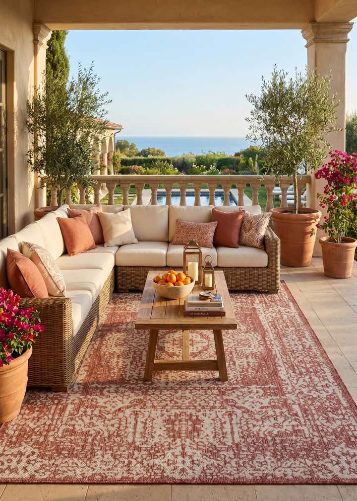 6' x 9' Easy-Clean Traditional Indoor / Outdoor Rug