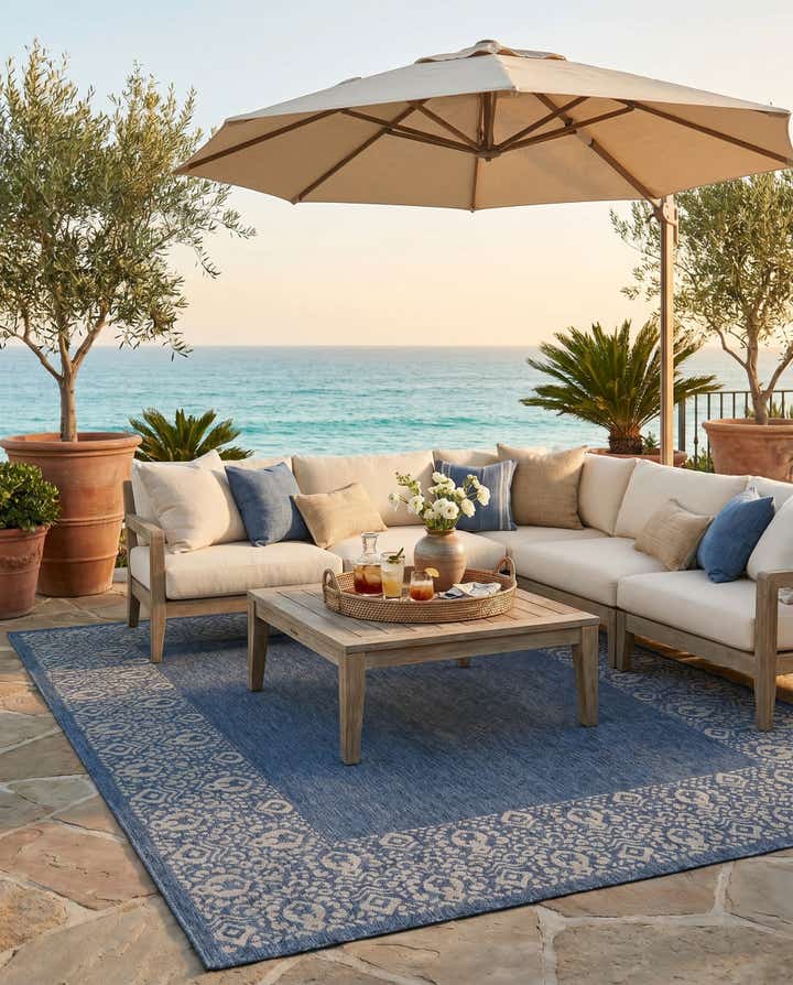 7' 10 x 10' Easy-Clean Border Indoor / Outdoor Rug