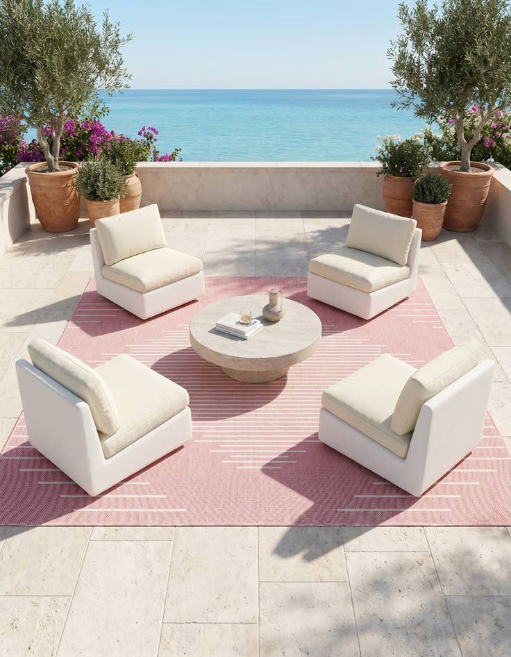 Detail image of 10' 8 x 10' 8 Easy-Clean Modern Indoor / Outdoor Square Rug