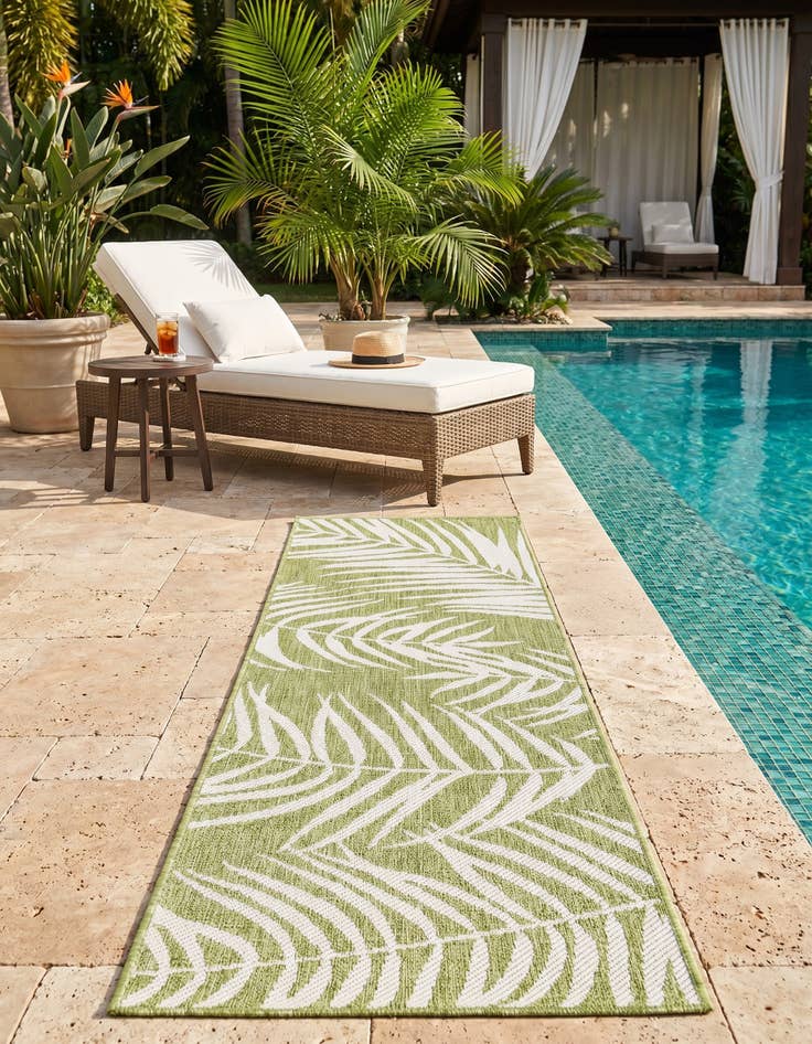 Detail image of 2' x 6' Easy-Clean Botanical Indoor / Outdoor Runner Rug