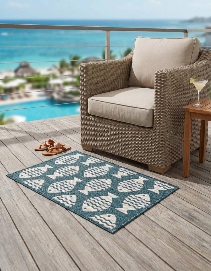 Detail image of 2' x 3' Easy-Clean Coastal Indoor / Outdoor Rug