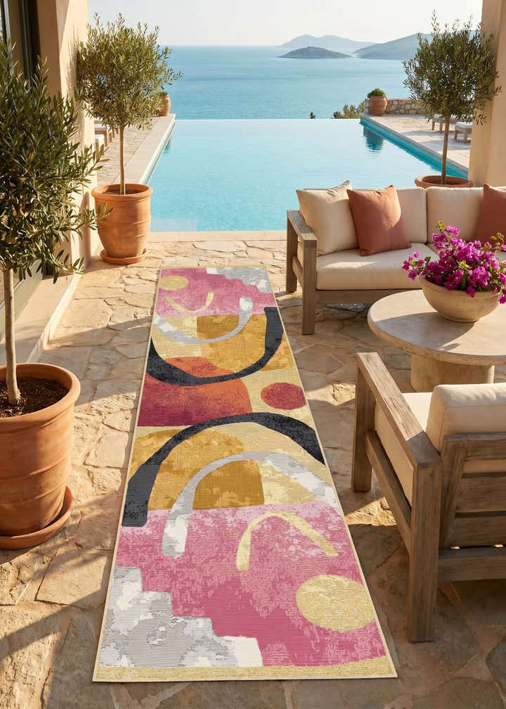 2' x 8' Easy-Clean Modern Indoor / Outdoor Runner Rug