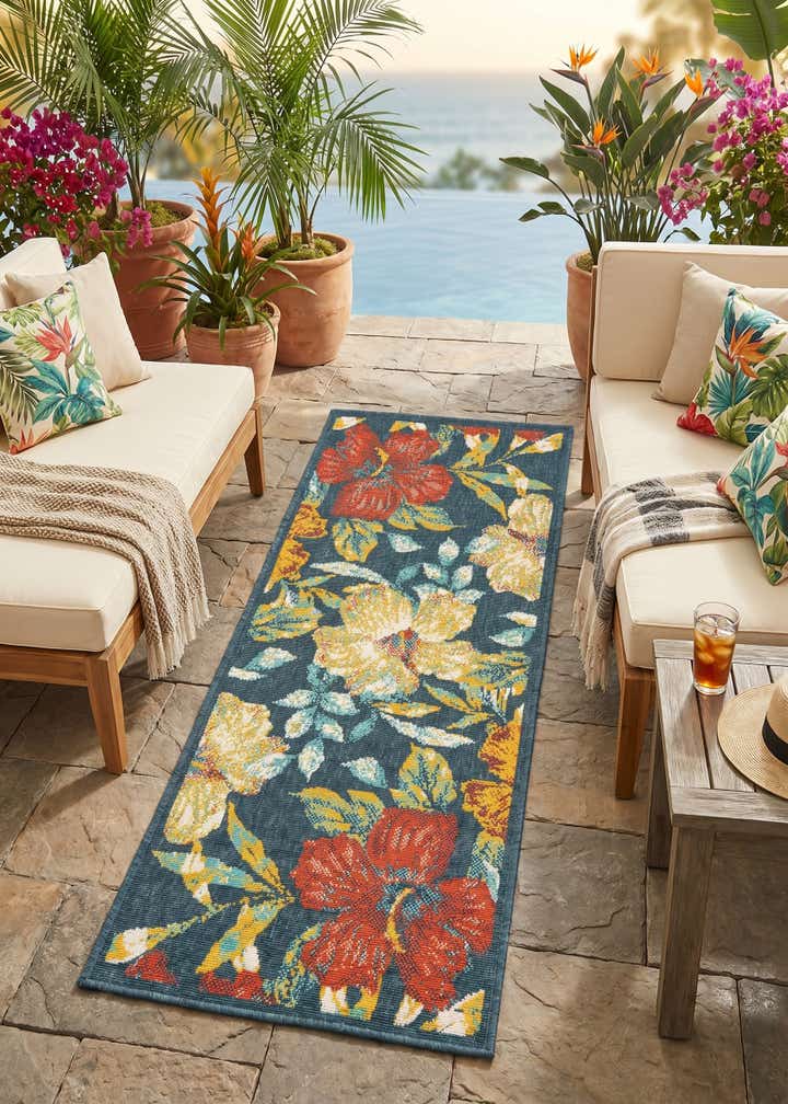 2' x 5' 3 Easy-Clean Coastal Indoor / Outdoor Runner Rug