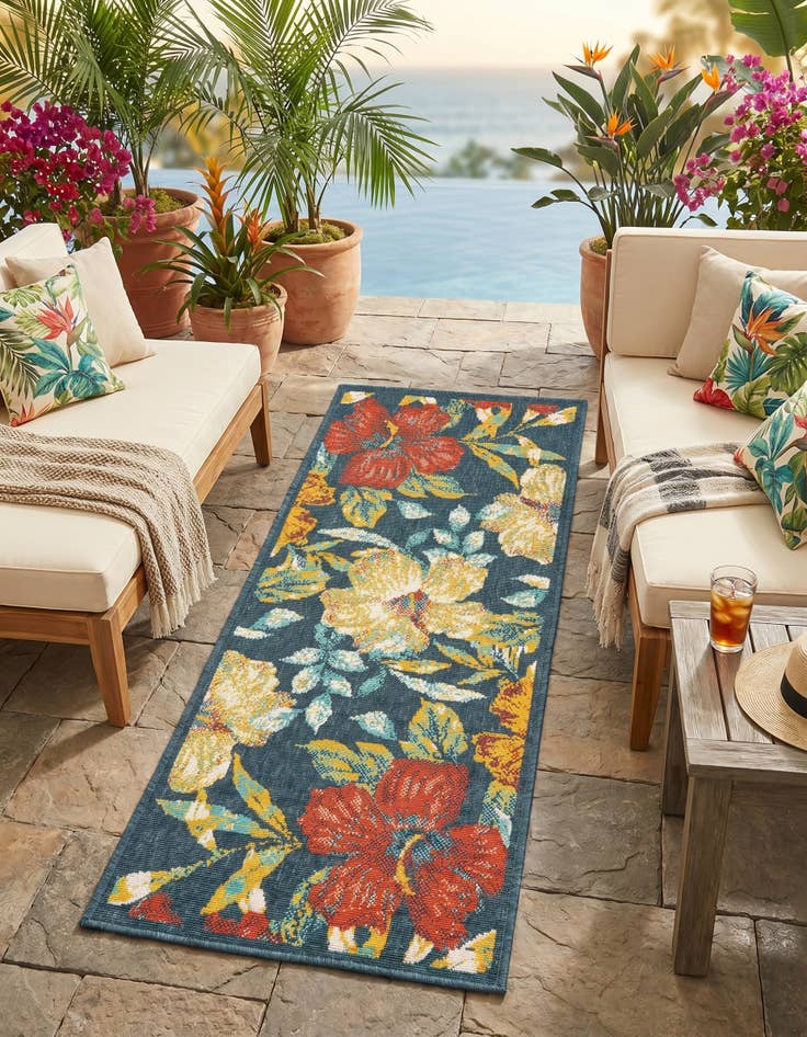 Detail image of 2' x 5' 3 Easy-Clean Coastal Indoor / Outdoor Runner Rug