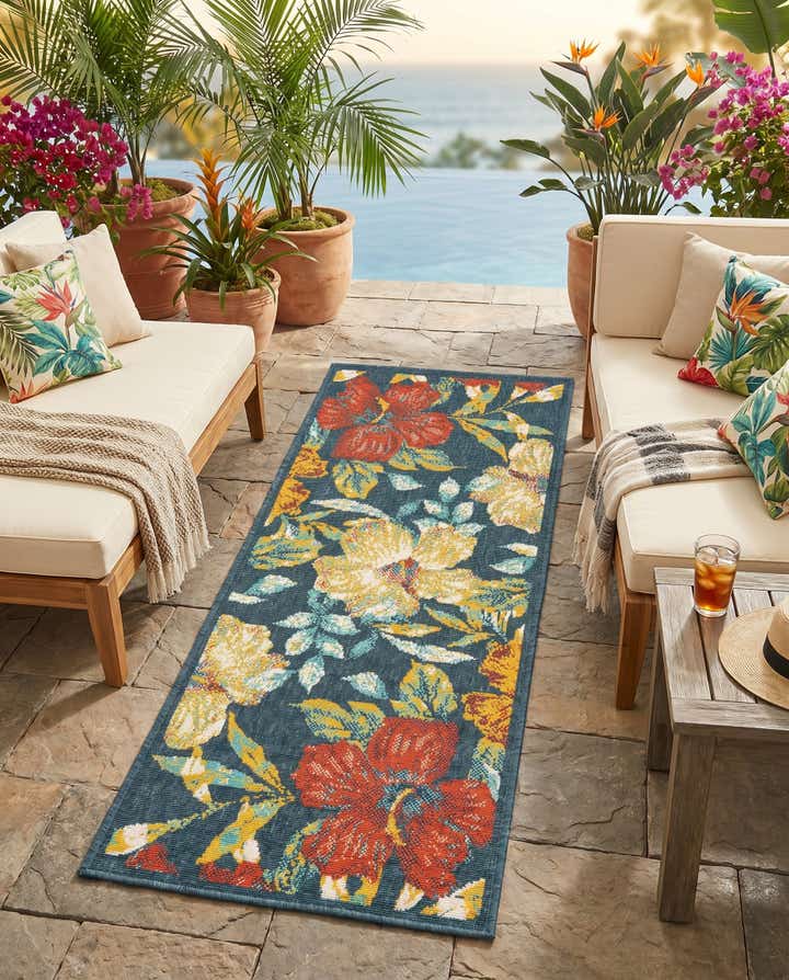 2' x 5' 3 Easy-Clean Coastal Indoor / Outdoor Runner Rug