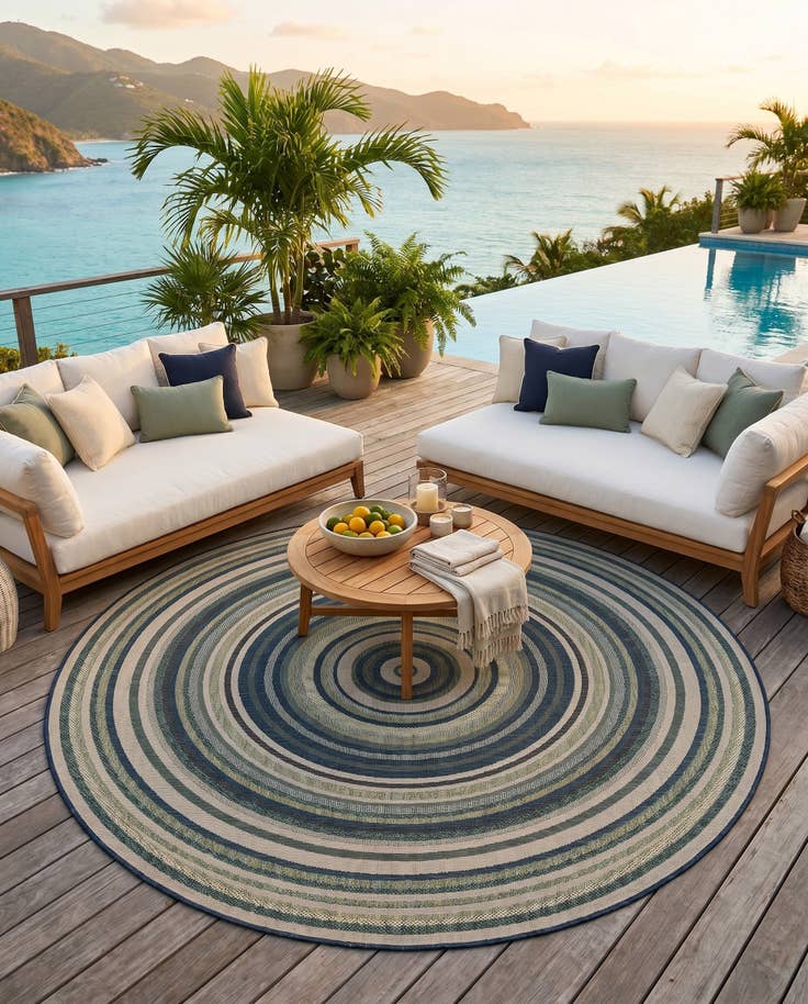 Detail image of 10' x 10' Easy-Clean Baja Indoor / Outdoor Round Rug