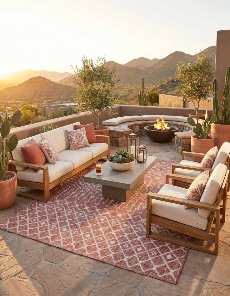 Detail image of 7' 10 x 11' Easy-Clean Lattice Indoor / Outdoor Rug