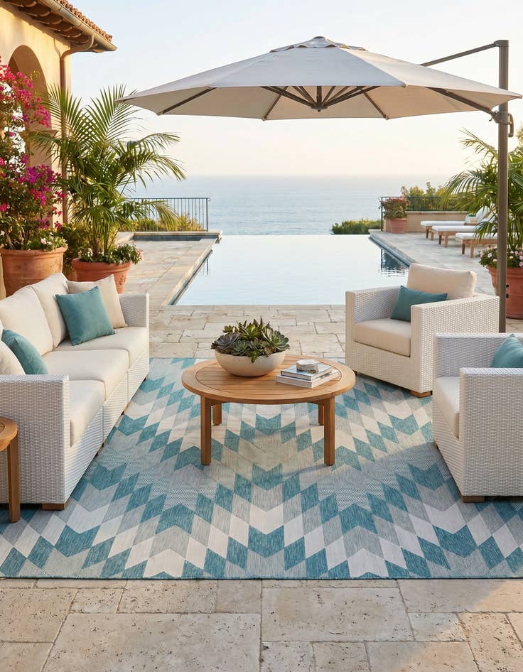 Detail image of 10' x 10' Easy-Clean Modern Indoor / Outdoor Square Rug