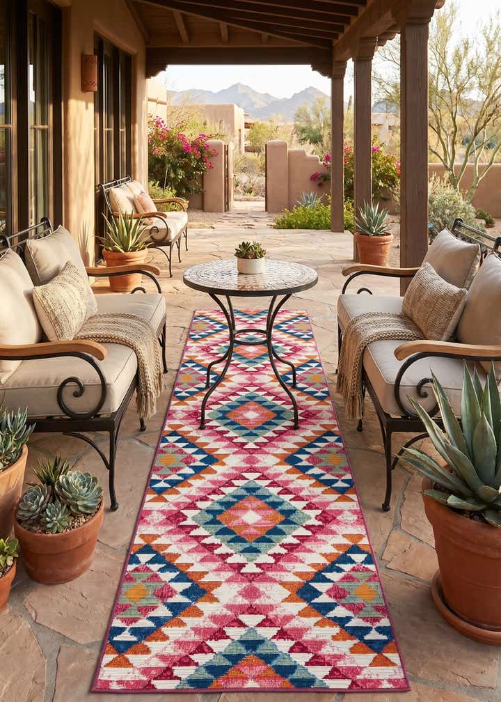 2' x 6' Easy-Clean Southwestern Indoor / Outdoor Runner Rug