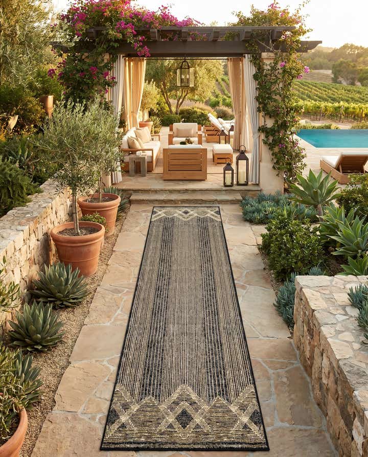 2' 7 x 12' Easy-Clean Modern Indoor / Outdoor Runner Rug