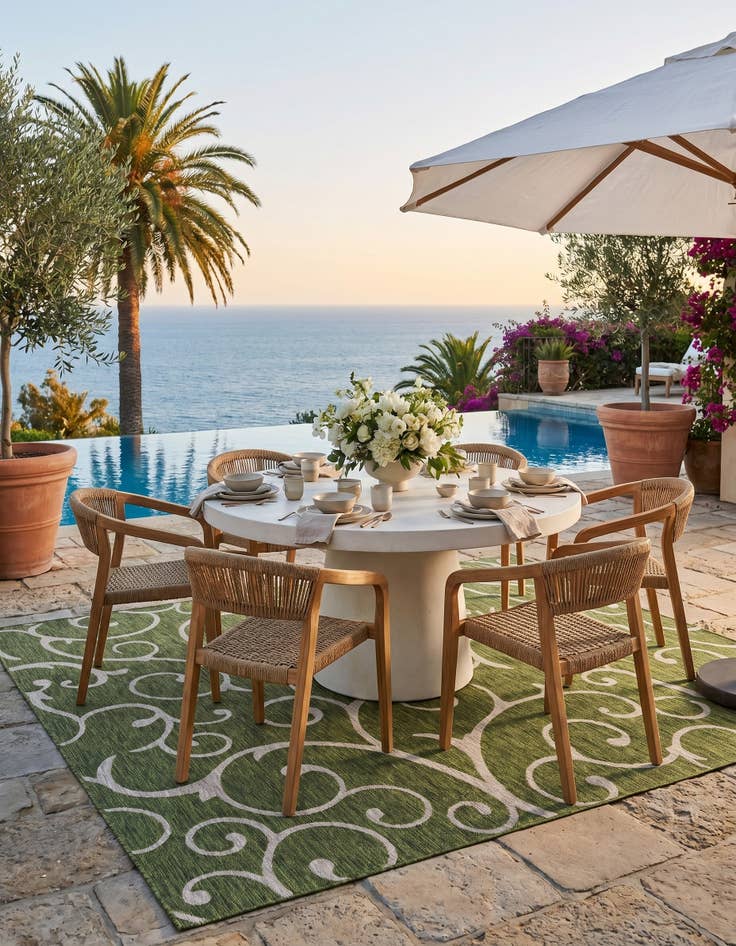 Detail image of 7' 10 x 11' Easy-Clean Botanical Indoor / Outdoor Rug