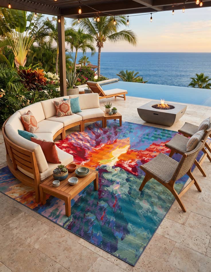 Detail image of 10' x 13' Easy-Clean Modern Indoor / Outdoor Rug