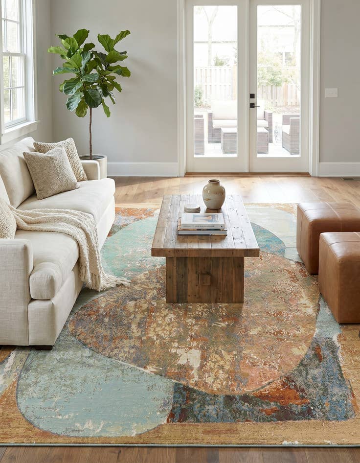 Detail image of 7' 10 x 10' Easy-Clean Modern Indoor / Outdoor Rug