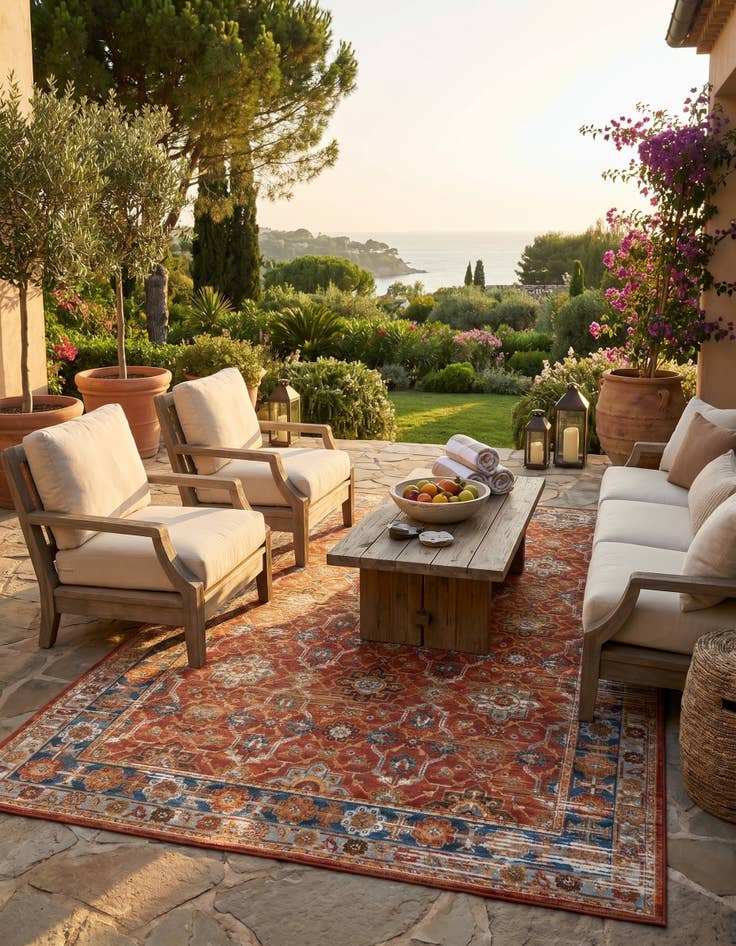 Detail image of 6' x 9' Easy-Clean Traditional Indoor / Outdoor Rug