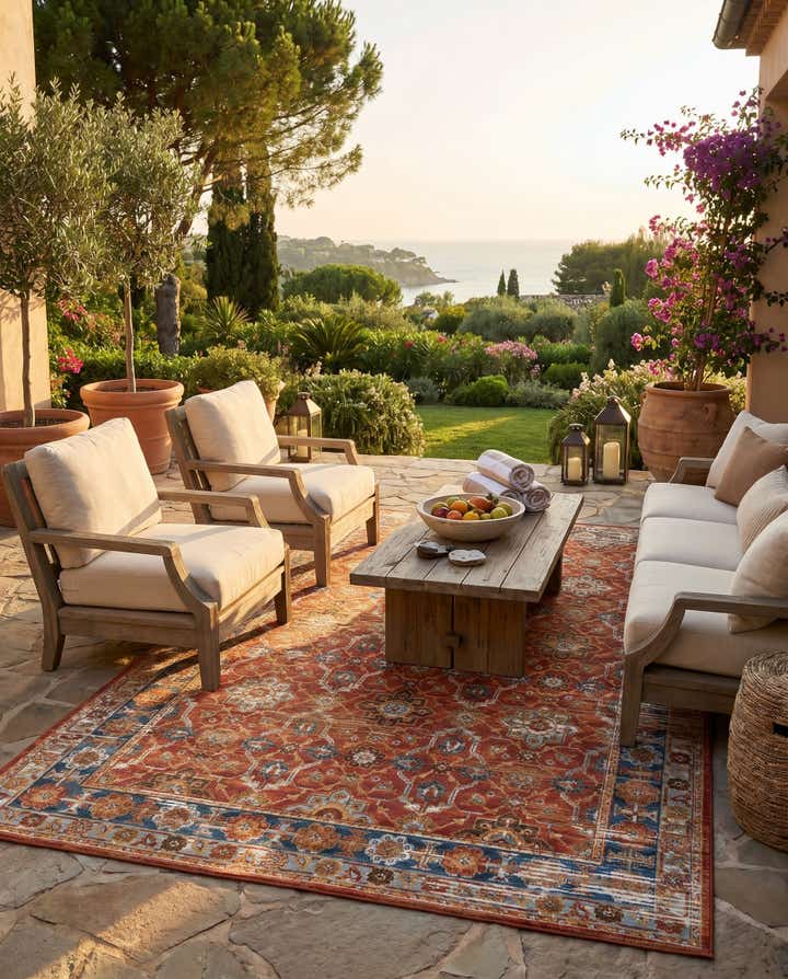 6' x 9' Easy-Clean Traditional Indoor / Outdoor Rug