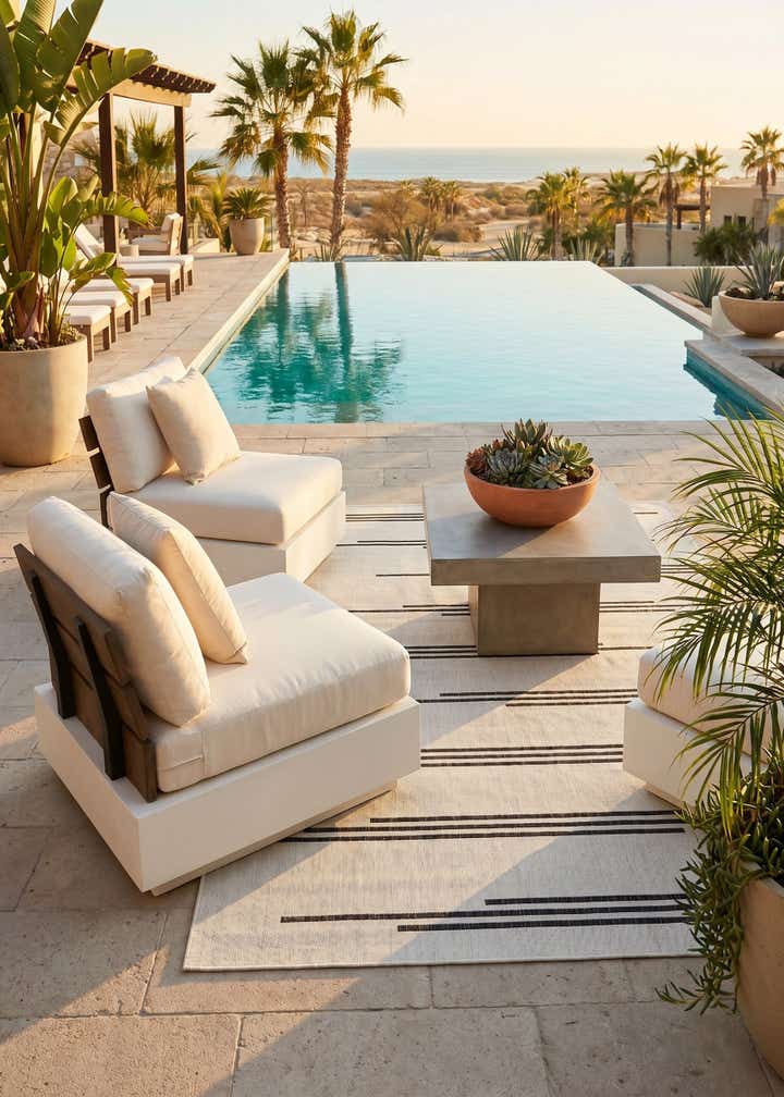 7' x 10' Easy-Clean Modern Indoor / Outdoor Rug