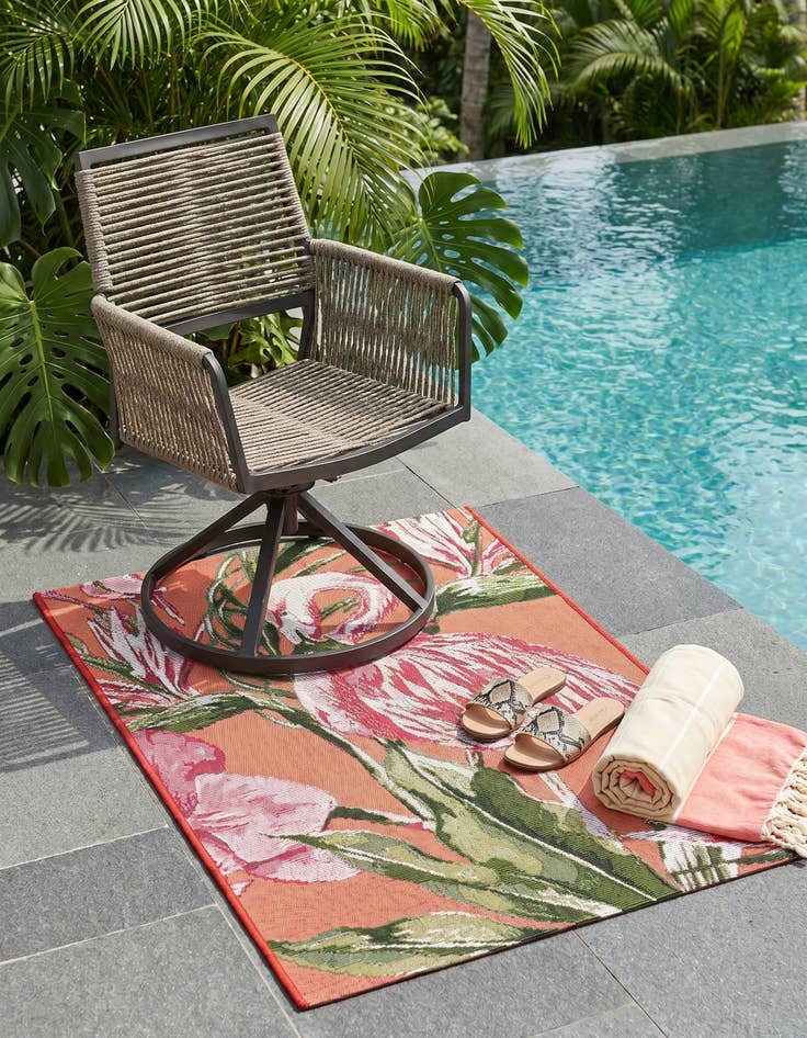 Detail image of 2' x 3' Easy-Clean Botanical Indoor / Outdoor Rug