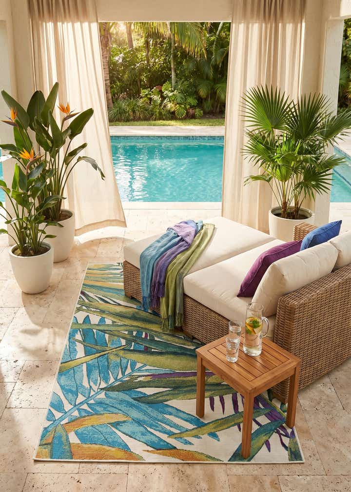 4' x 6' Easy-Clean Botanical Indoor / Outdoor Rug