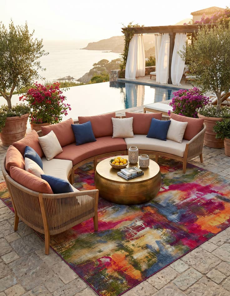 Detail image of 10' x 12' 2 Easy-Clean Modern Indoor / Outdoor Rug