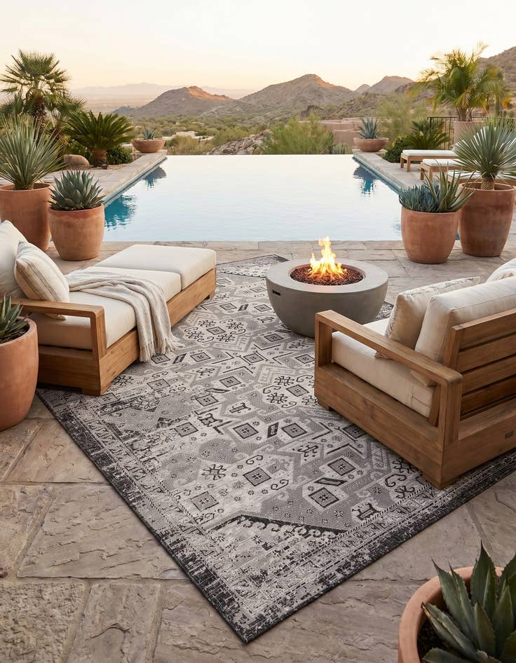 Detail image of 10' x 14' Easy-Clean Aztec Indoor / Outdoor Rug