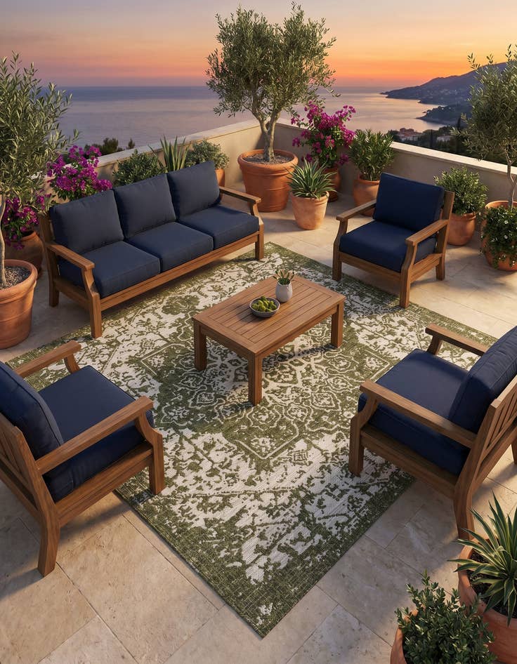 Detail image of 7' 10 x 7' 10 Easy-Clean Jill Zarin Dubai Indoor / Outdoor Square Rug