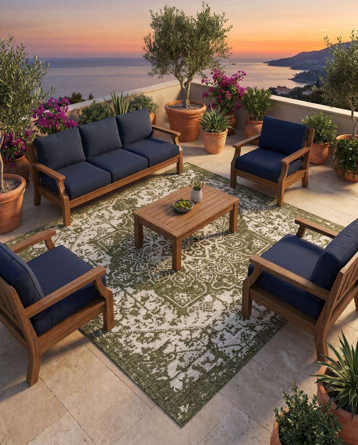 7' 10 x 7' 10 Easy-Clean Jill Zarin Dubai Indoor / Outdoor Square Rug