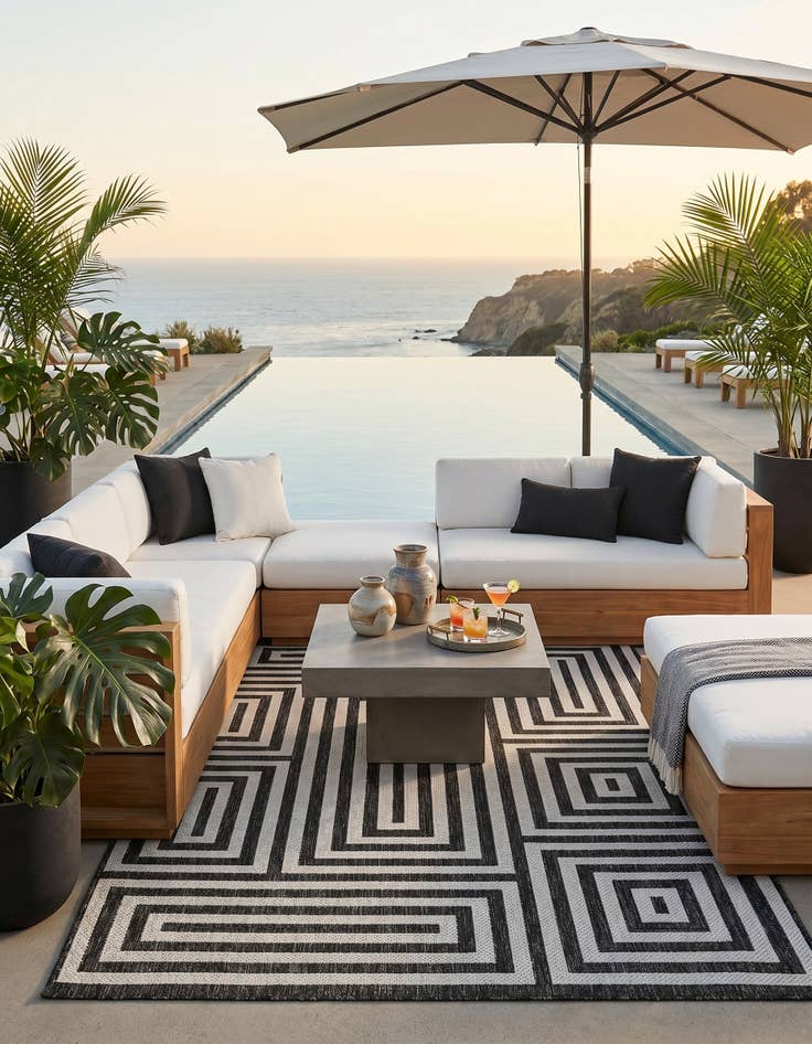 Detail image of 5' 3 x 8' Easy-Clean Modern Indoor / Outdoor Rug