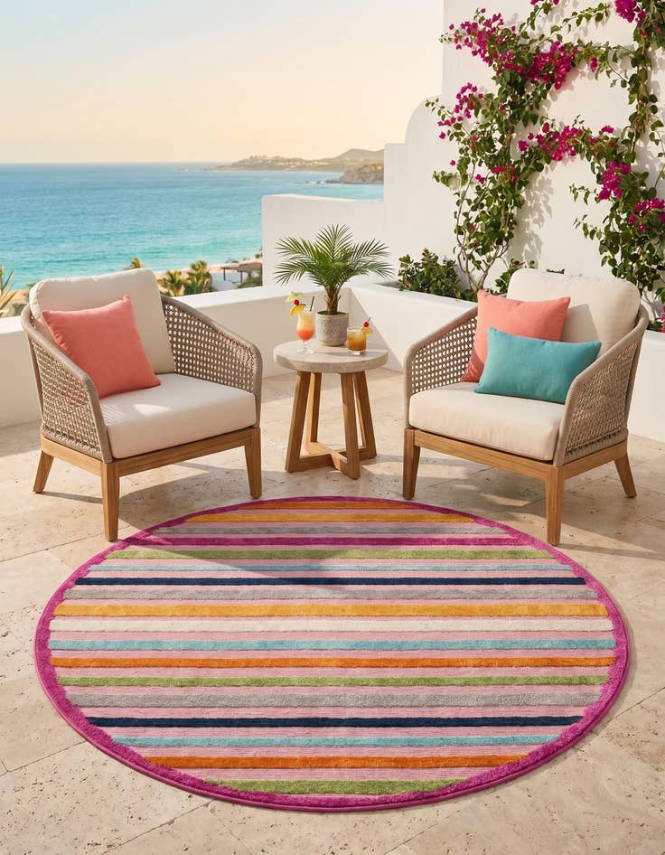 Detail image of 5' 3 x 5' 3 Easy-Clean Aruba Indoor / Outdoor Round Rug