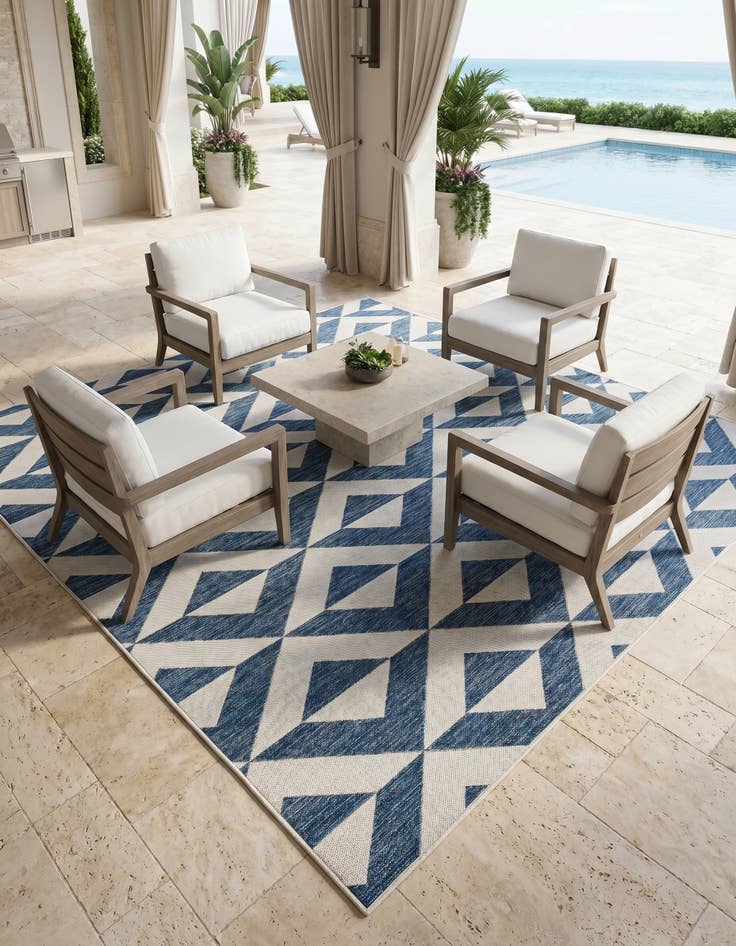 Detail image of 7' 10 x 7' 10 Easy-Clean Jill Zarin Napa Indoor / Outdoor Square Rug