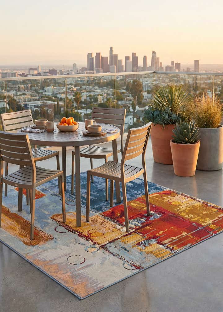 6' x 6' Easy-Clean Modern Indoor / Outdoor Square Rug