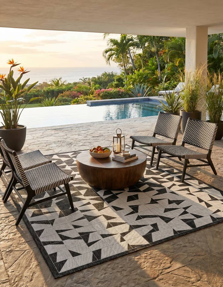 Detail image of 7' 10 x 10' Easy-Clean Modern Indoor / Outdoor Rug