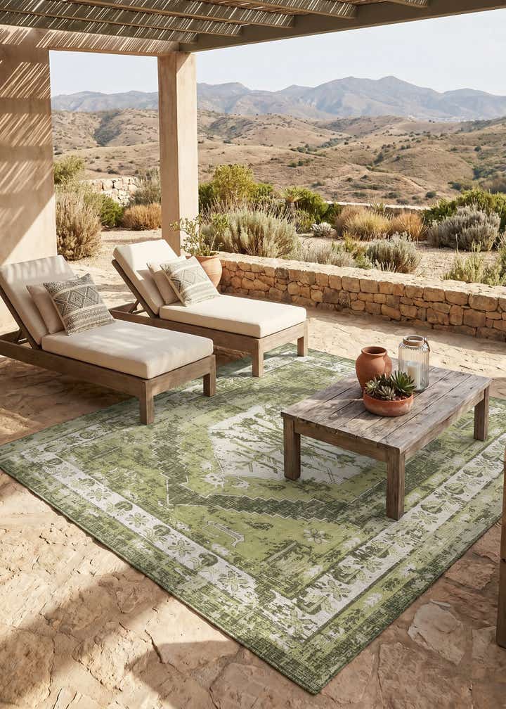 9' x 12' Easy-Clean Traditional Indoor / Outdoor Rug