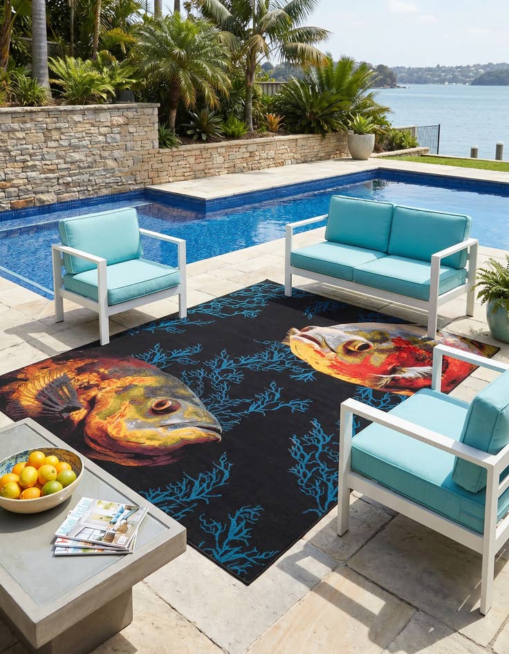Detail image of 9' x 12' Easy-Clean Coastal Indoor / Outdoor Rug