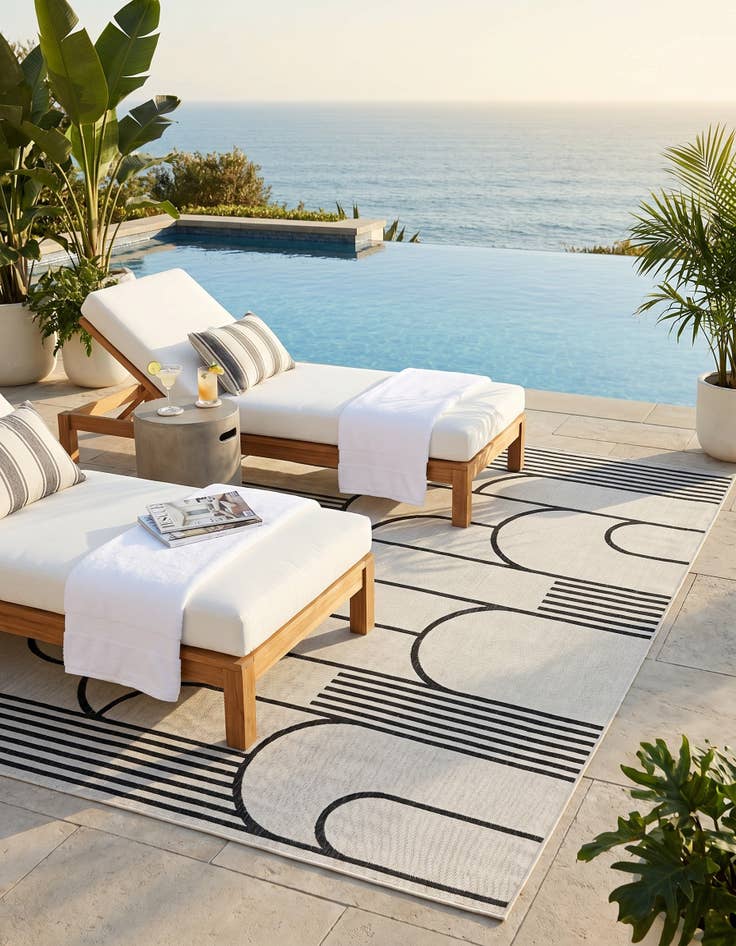 Detail image of 9' x 12' Easy-Clean Modern Indoor / Outdoor Rug