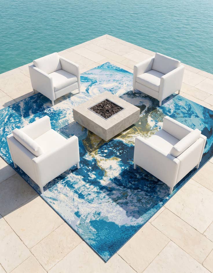 Detail image of 7' 10 x 7' 10 Easy-Clean Modern Indoor / Outdoor Square Rug