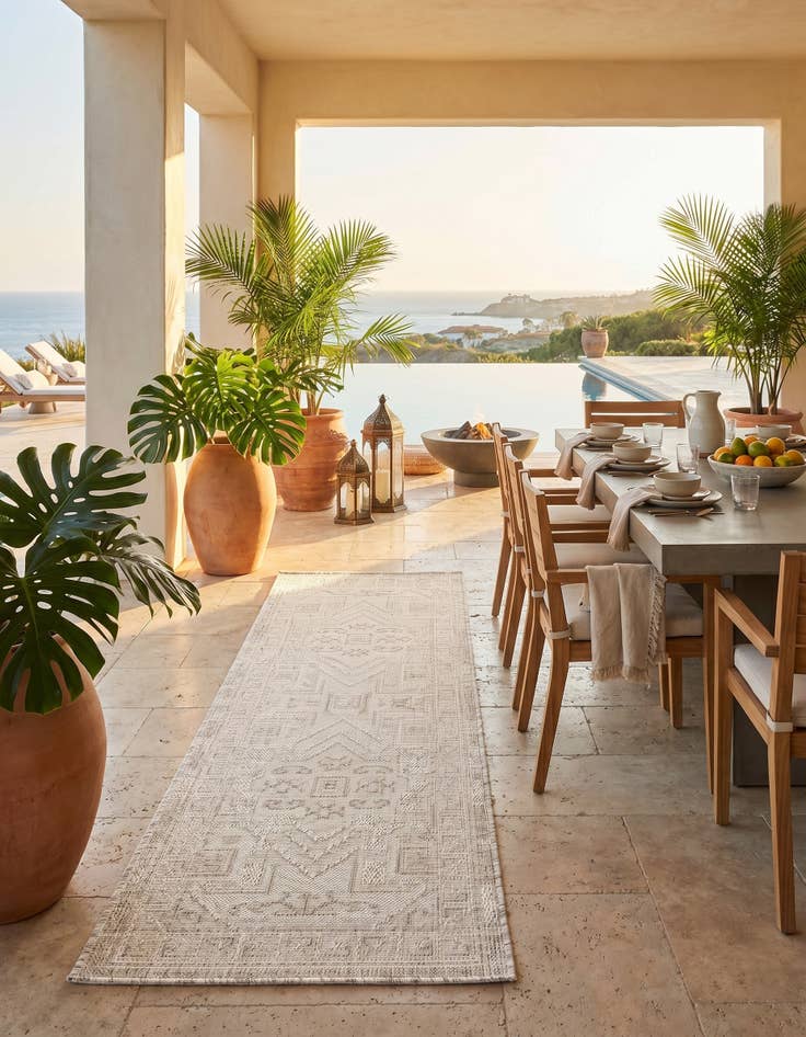 Detail image of 2' x 6' Easy-Clean Aztec Indoor / Outdoor Runner Rug