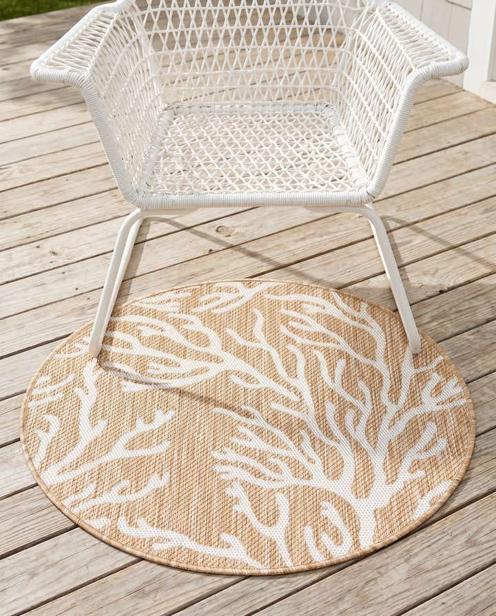 3' x 3' Easy-Clean Coastal Indoor / Outdoor Round Rug