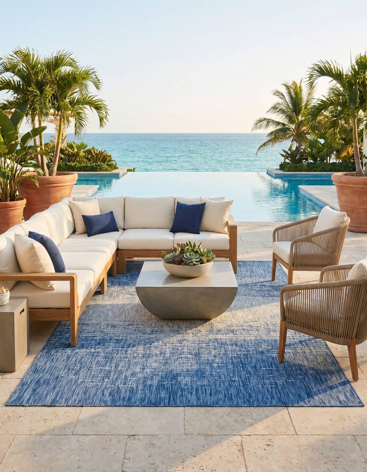 Detail image of 5' 3 x 8' Easy-Clean Modern Indoor / Outdoor Rug