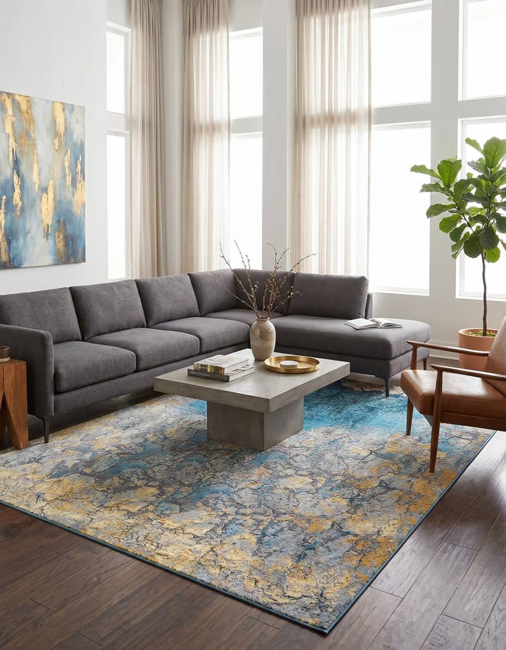 Detail image of 9' x 12' Easy-Clean Modern Indoor / Outdoor Rug