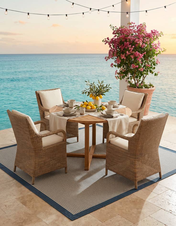 Detail image of 7' 10 x 7' 10 Easy-Clean Border Indoor / Outdoor Square Rug