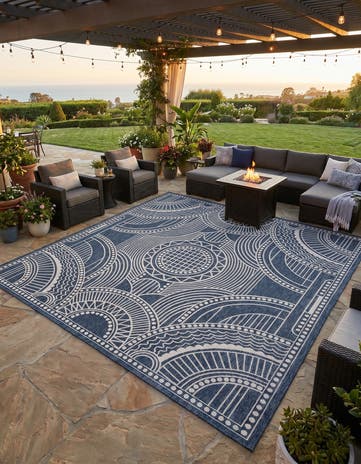 13' x 13' Easy-Clean Traditional Indoor / Outdoor Square Rug
