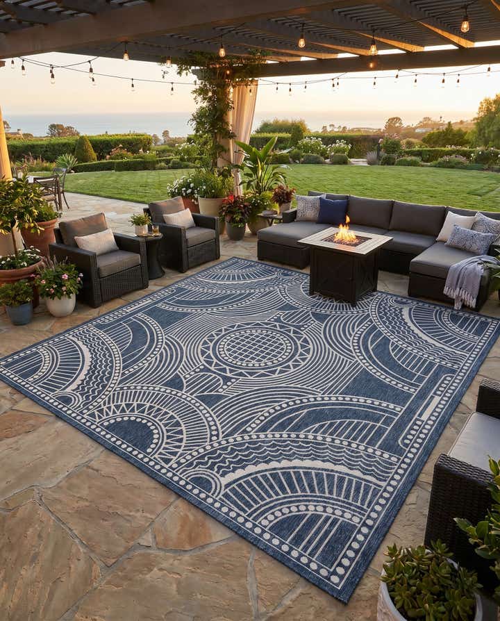 13' x 13' Easy-Clean Traditional Indoor / Outdoor Square Rug
