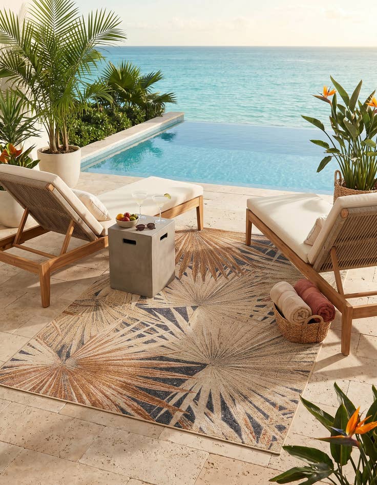 Detail image of 5' x 7' Easy-Clean Botanical Indoor / Outdoor Rug