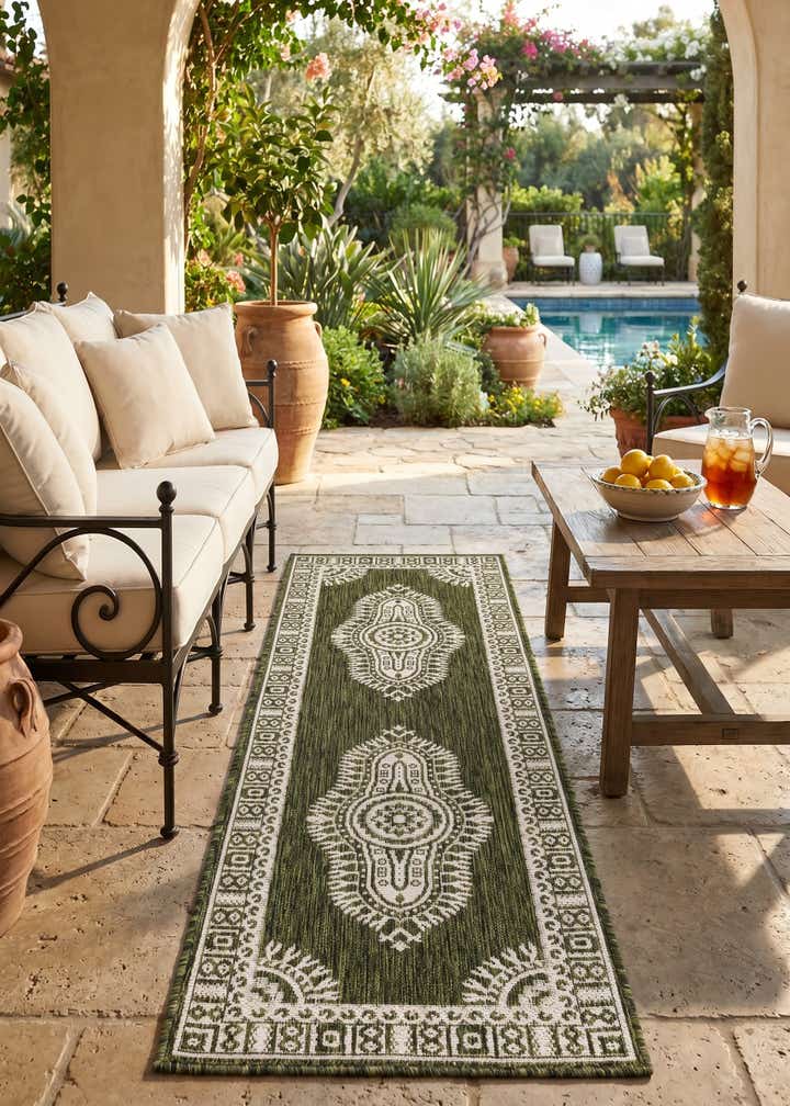 2' x 6' Easy-Clean Traditional Indoor / Outdoor Runner Rug
