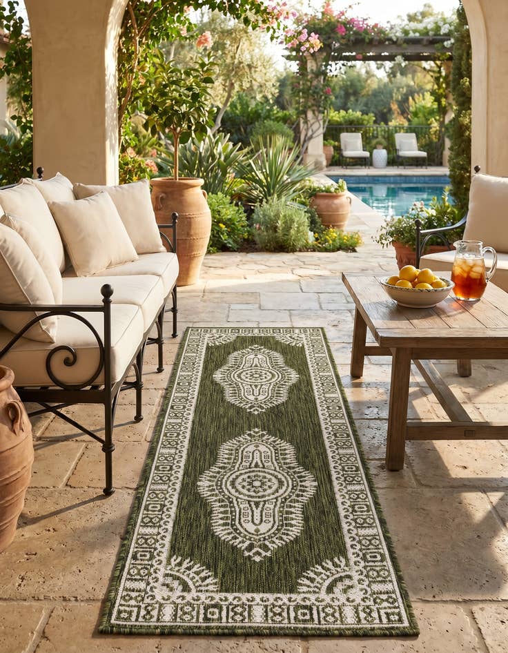 Detail image of 2' x 6' Easy-Clean Traditional Indoor / Outdoor Runner Rug